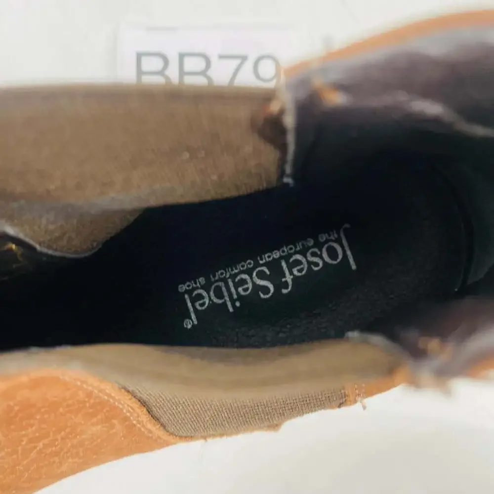 Josef Seibel Brown Leather Ankle Boots Women's 40 Comfort Pull On Chelsea 9-9.5
